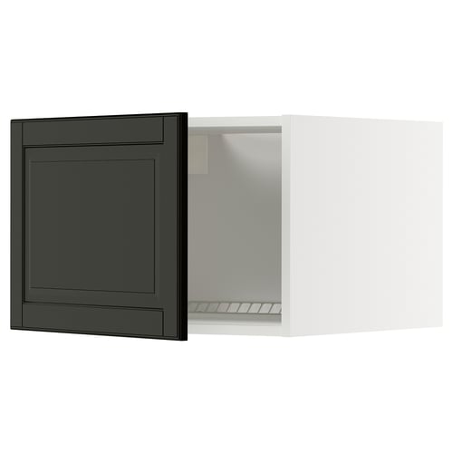 METOD ארון עליון למקרר/מקפיא, לבן/Bodbyn שחור, 60x40 ס"מ