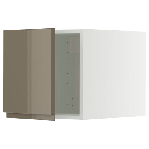 METOD ארון עליון, לבן/Voxtorp אפור כהה-חום מבריק, 40x40 ס"מ