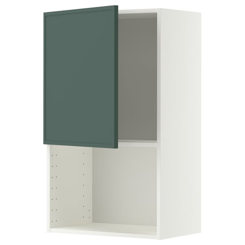 METOD ארון עליון למיקרוגל, לבן/Aspudden אפור כהה-ירוק, 60x100 ס"מ