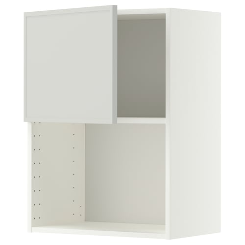 METOD ארון עליון למיקרוגל, לבן/Aspudden אפור בהיר, 60x80 ס"מ