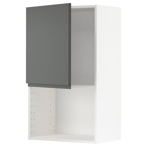 METOD ארון עליון למיקרוגל, לבן/Voxtorp אפור כהה, 60x100 ס"מ