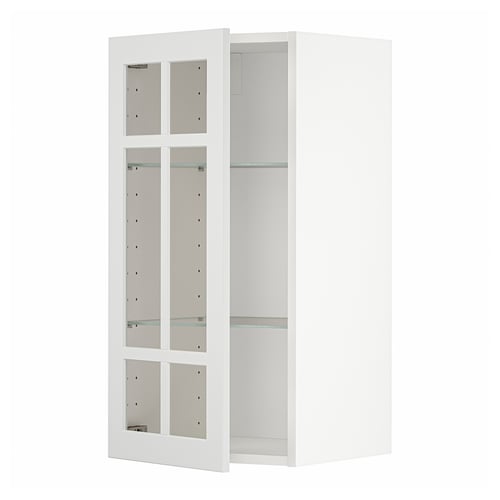 METOD ארון עליון עם מדפים/דלת זכוכית, לבן/Stensund לבן, 40x80 ס"מ