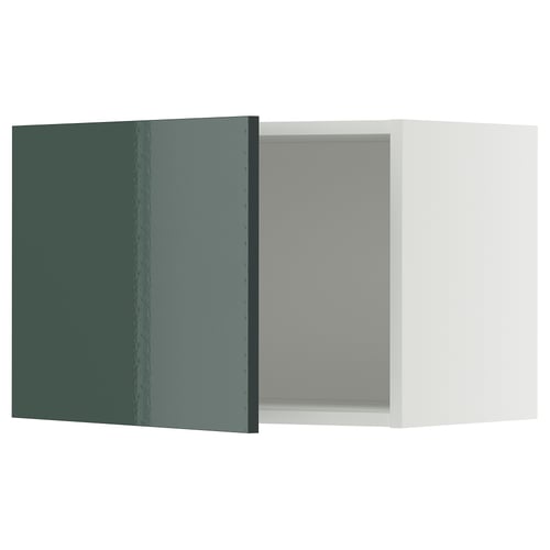 METOD ארון עליון, לבן/Kallarp אפור כהה-ירוק מבריק, 60x40 ס"מ