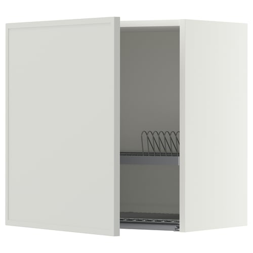 METOD ארון עליון עם מייבש כלים, לבן/Aspudden אפור בהיר, 60x60 ס"מ