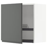 METOD ארון עליון עם מייבש כלים, לבן/Voxtorp אפור כהה, ‎60x60 ס"מ‏