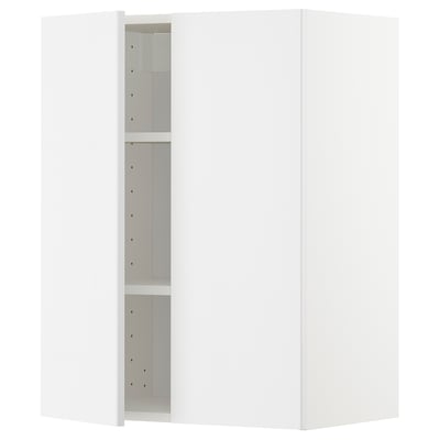 METOD ארון עליון עם מדפים/2 דלתות, לבן/Ringhult לבן, ‎60x80 ס"מ‏