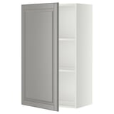 METOD ארון עליון עם מדפים, לבן/Bodbyn אפור, ‎60x100 ס"מ‏