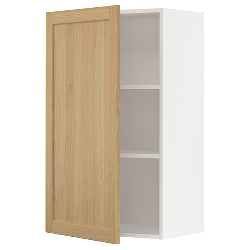 METOD ארון עליון עם מדפים, לבן/Forsbacka אלון, 60x100 ס"מ