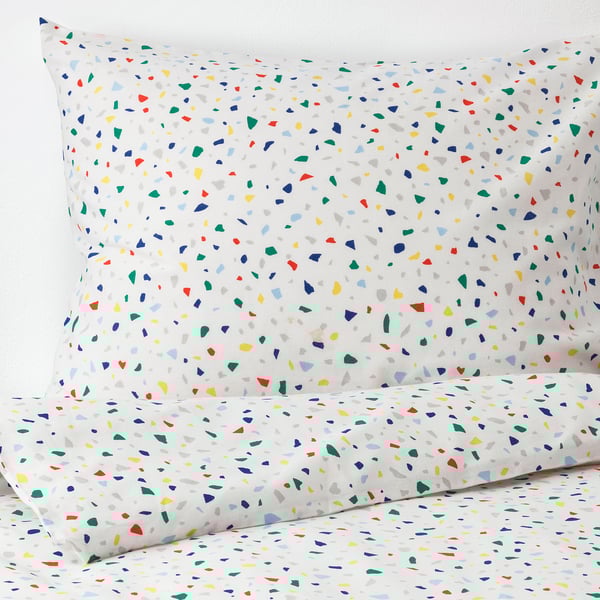 MÖJLIGHET ציפה וציפית, לבן/דוגמת פסיפס, ‎150x200/50x70 ס"מ‏