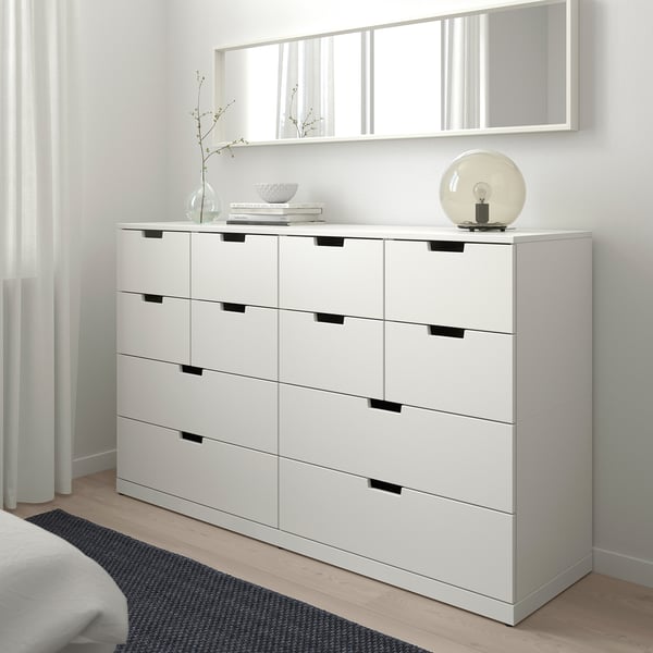 NORDLI שידת 12 מגירות, לבן, ‎160x99 ס"מ‏