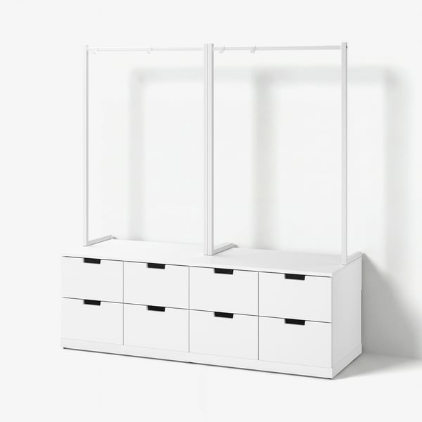 NORDLI שידת 8 מגירות, לבן, 160x169 ס"מ