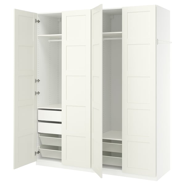 PAX / BERGSBO ארון בגדים, לבן/לבן, 200x60x236 ס"מ