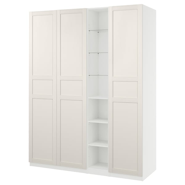PAX / FLISBERGET ארון בגדים, לבן/אוף-ווייט, 185x60x236 ס"מ