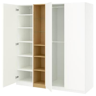 PAX / FORSAND ארון בגדים, לבן לבן/גוון אלון, ‎185x60x201 ס"מ‏