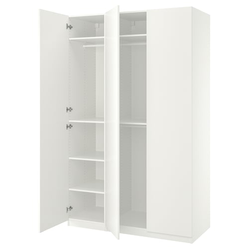 PAX / FORSAND ארון בגדים, לבן/לבן, 150x60x236 ס"מ