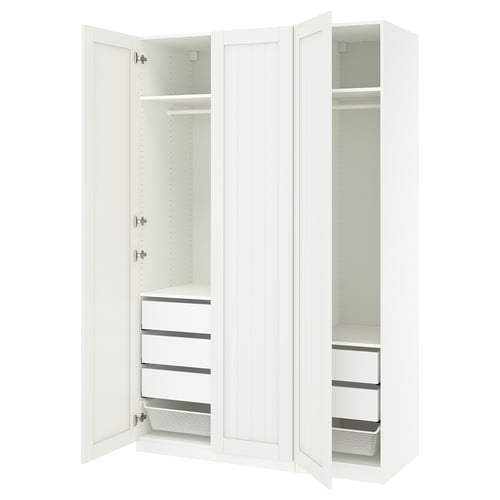 PAX / GULLABERG ארון בגדים, לבן/לבן, 150x60x236 ס"מ
