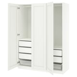 PAX / GULLABERG ארון בגדים, לבן/לבן, ‎150x60x201 ס"מ‏