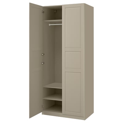 PAX / TYSSEDAL ארון בגדים, אפור-בז'/אפור-בז', ‎100x60x236 ס"מ‏