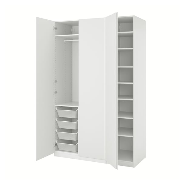 PAX / VIKANES ארון בגדים, לבן/לבן, 150x60x236 ס"מ