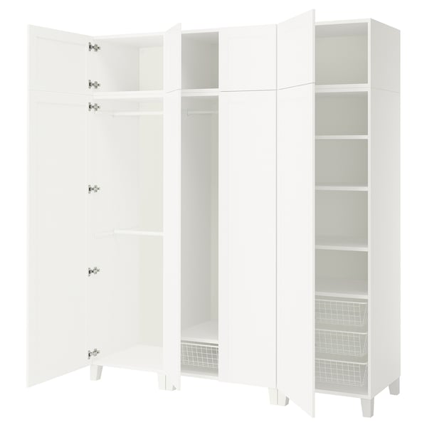 PLATSA ארון 8 דלתות, לבן/Sannidal לבן, 200x57x231 ס"מ