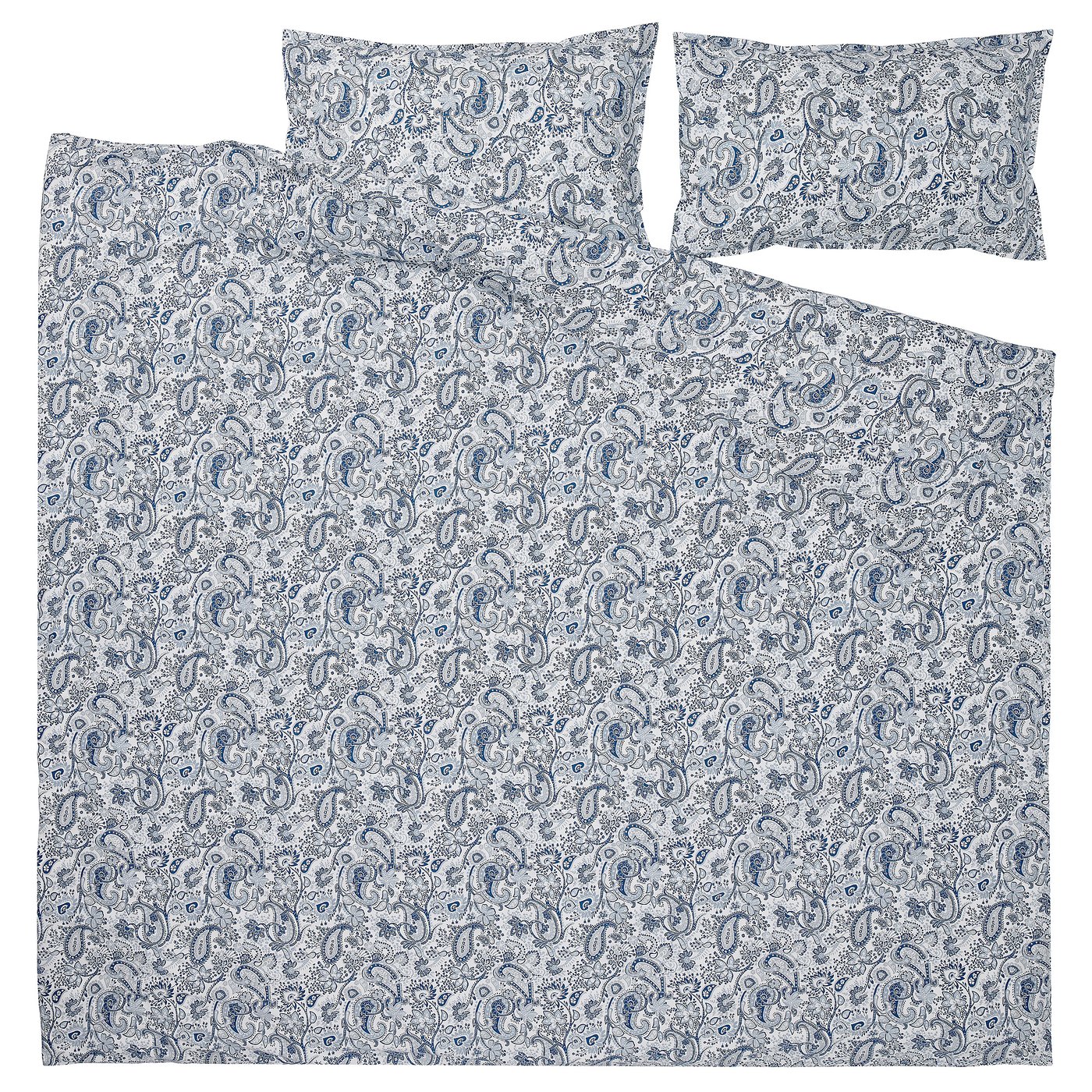 RODGERSIA ציפה ו-2 ציפיות, כחול/לבן, ‎200x220/50x70 ס"מ‏
