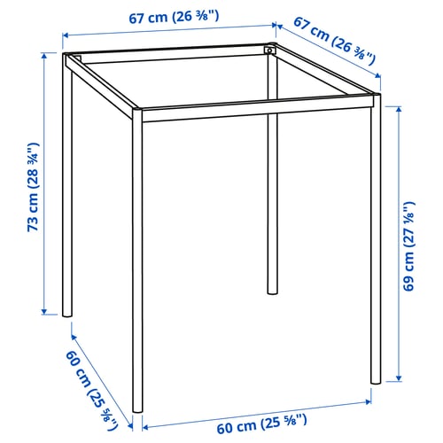 SANDSBERG מסגרת תחתונה למשטח עליון, שחור, 67x67x73 ס"מ