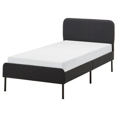 SLATTUM מסגרת מיטה מרופדת, Vissle אפור כהה, ‎90x200 ס"מ‏