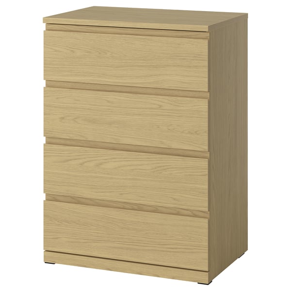 STORKLINTA שידת 4 מגירות, גוון אלון, 70x50x98 ס"מ
