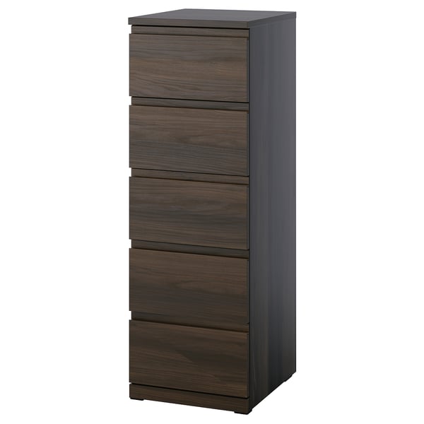 STORKLINTA שידת 5 מגירות, חום כהה/גוון אלון, 40x50x120 ס"מ