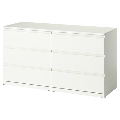 STORKLINTA שידת 6 מגירות, לבן, 140x50x75 ס"מ