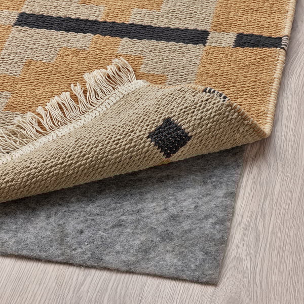 TELEGRAFLINJE שטיח באריגה שטוחה, צהוב-בז', 170x240 ס"מ