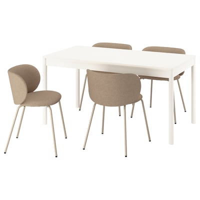 TONSTAD / KRYLBO שולחן+4 כיסאות, אוף-ווייט/Tonerud בז' כהה, ‎150x80 ס"מ‏