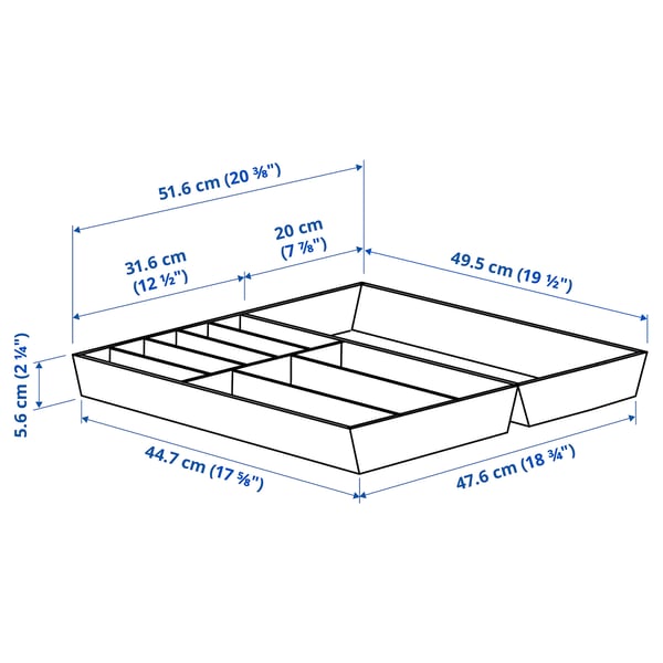 UPPDATERA חלוקה לסכו"ם/מגשים לכלי מטבח, במבוק בהיר, 52x50 ס"מ