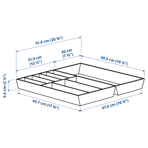 UPPDATERA חלוקה לסכו"ם/מגשים לכלי מטבח, במבוק בהיר, 52x50 ס"מ