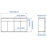 VIHALS קומבינציית אחסון עם דלתות זכוכית, לבן/זכוכית שקופה, ‎235x37x90 ס"מ‏