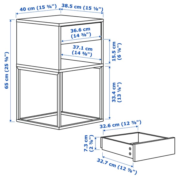 VIKHAMMER שידת לילה, פורניר אגוז, ‎40x39 ס"מ‏