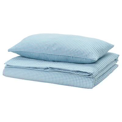 WEYMOUTHTALL ציפה וציפית, כחול לבן/משבצות, ‎150x200/50x70 ס"מ‏