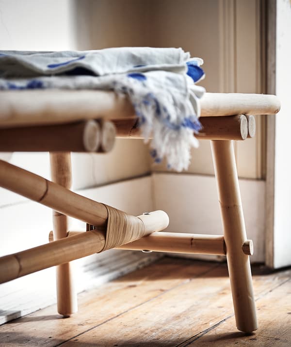 ภาพระยะใกล้มุมม้านั่งหวาย