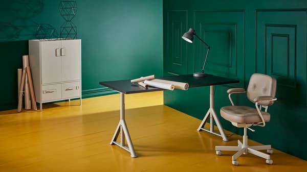 שולחן ישיבה / עמידה, שחור / בז 