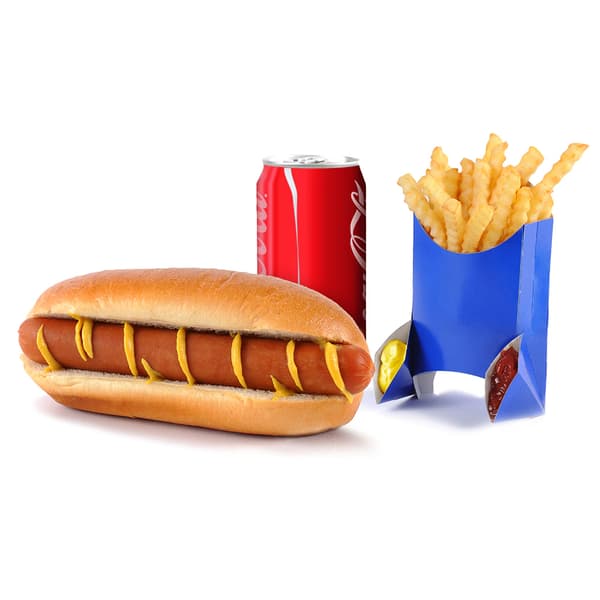 נקניקייה + צ'יפס + שתיה