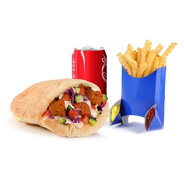 פלאפל + צ'יפס + שתיה