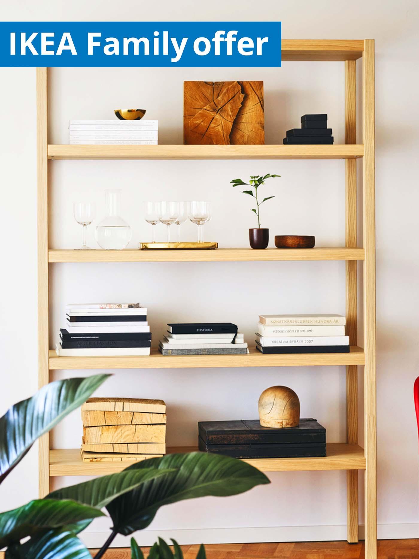 1 - 31 July IKEA Family offer. STOCKHOLM 2025 shelving unit, 120x40x188cm, in oak veneer.