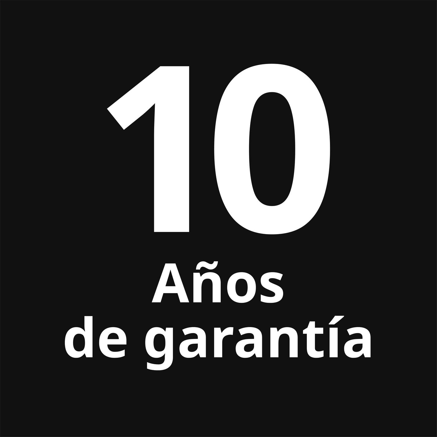 10 años de garantía fondo negro