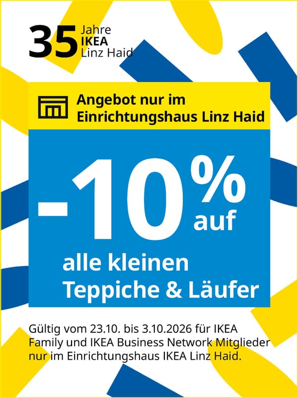 -10% auf alle kleinen Teppiche & Läufer vom 23.10 bis 3.10.2026