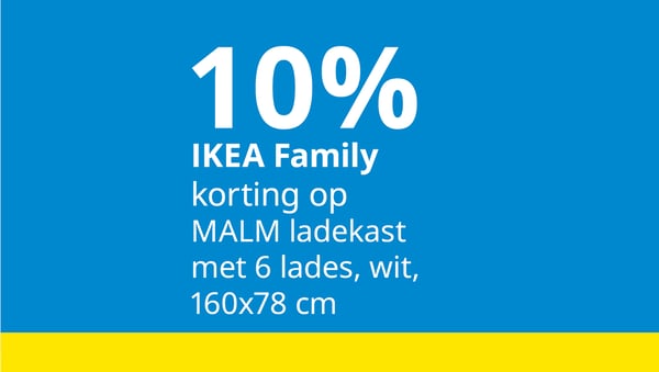 10% IKEA Family korting
MALM ladekast met 6 lades, wit