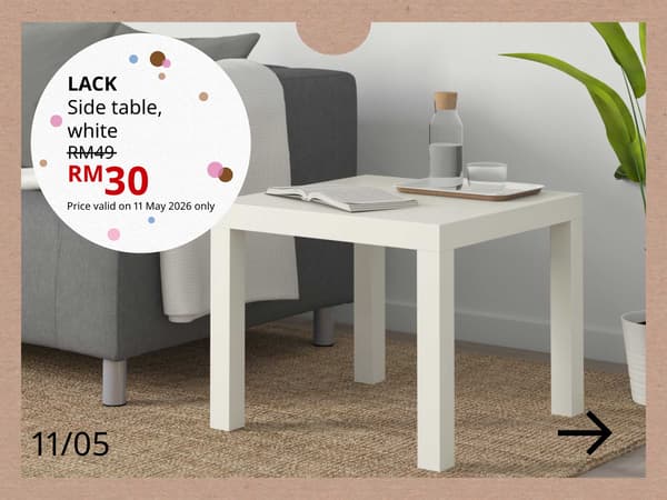 11 May: LACK side table for RM30