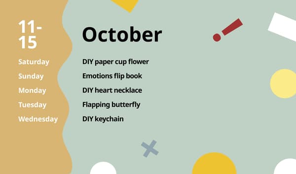 11th to 15th October 