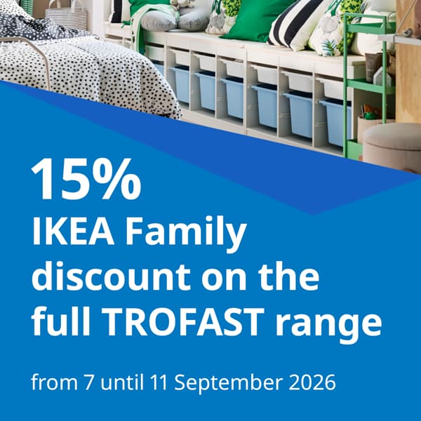 15% IKEA Family discount on the full TROFAST range. From 7 until 11 september 2026.
