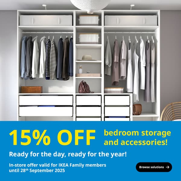 15% off bedroom storage and accessories