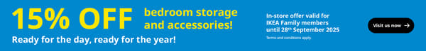 15% off bedroom storage and accesspries for ikea family memebers